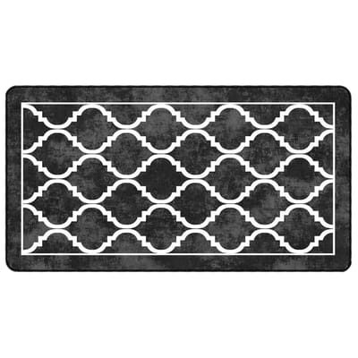 vidaXL - Vloerkleed - wasbaar - 80x150 - cm - zwart - en - wit