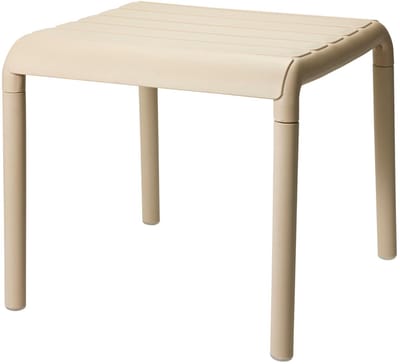 Ambiance tuin bijzettafeltje - beige - kunststof - 45 x 45 x 41 cm - koffietafel - handig naast je luie stoel