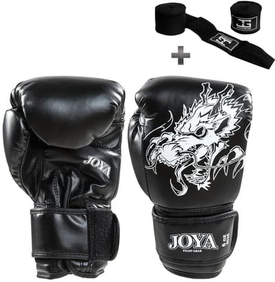 Joya Kinder Bokshandschoenen – Dragon Wit - 6 oz – PU Leer – Kickboksen & Boksen – Inclusief Bandage – Joya Fight Gear