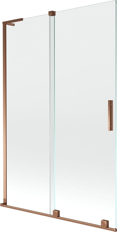 Mexen Velar L badwand scherm 2-delige schuif 120 x 150 , transparant, roze goud - 896-120-003-01-60