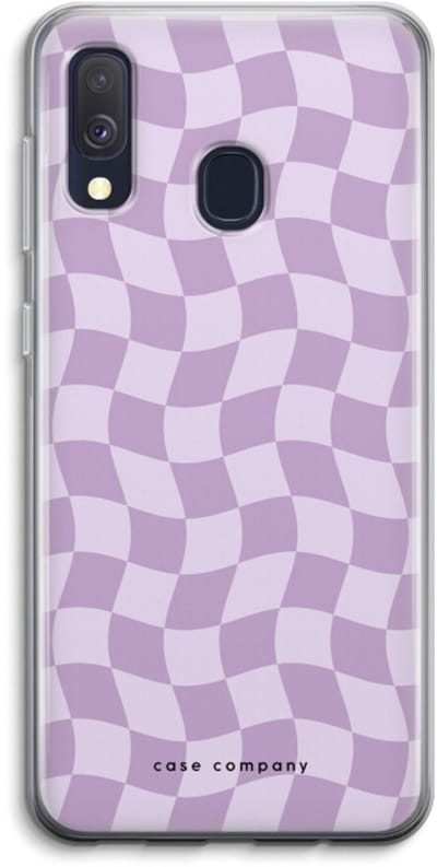 Case Company® - Hoesje geschikt voor Samsung Galaxy A40 hoesje - Grid Paars - Soft Cover Telefoonhoesje - Bescherming aan alle Kanten en Schermrand