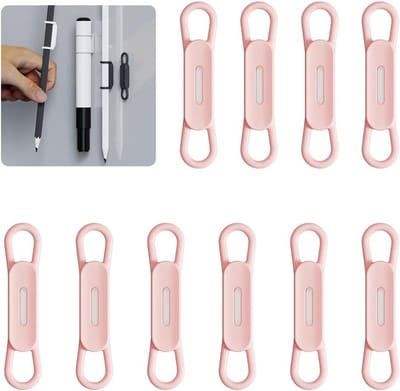 Set van 10 Magnetische Siliconen Penhouders voor Gelpennen en Drooguitwisbare Markers, Geschikt voor Kantoor, Koelkast en Whiteboard (Roze)