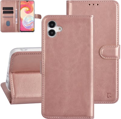 UNIQ Accessory Galaxy A04e Book Case hoesje - Pasjeshouder voor 3 pasjes - Magneetsluiting - Hanger - Rose Gold