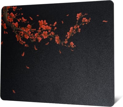 XVX Glass Gaming Mouse Pad, Black Plum Blossoms Hard Mouse Pads for Gaming, Professional Large Mouse Pad 410mm x 310mm, Special Glass Surface with Improved Precision and Speed