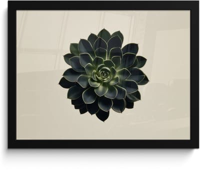 Poster in lijst - Fotolijst 40x30 cm - Posters - Rozet - Cirkelvormig - Donkergroen - Posterlijst zwart - Decoratie - Wanddecoratie woonkamer - Muurdecoratie slaapkamer