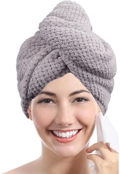 Absorberende Haarhanddoek voor Dames – Effen Kleur, 9,8” x 25,5”, Sneldrogende Textuur Haarkap met Knopsluiting | Microvezel Haarhanddoek / Drooghaarmuts / Haardoek / Hair Wrap / Hair Turban
