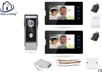 Home-Locking complete deur intercom/videofoon met 2 binnen panelen en elektro box 12VDC voor aansluiting elektrisch slot.DBF-DT-2210-1E-2