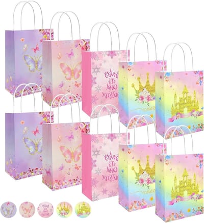 Papieren vlinderzakjes set van 10 stuks in 5 uitvoeringen voor feestjes en cadeaus