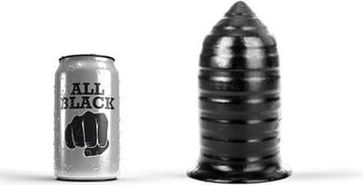 All Black - Torpedo Dildo met Groeven - 16 cm - Zwart