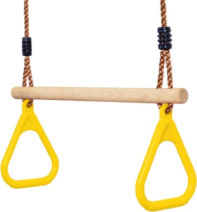 Houten Gymnastiek Set - Buitenspeelgoed Ringen - Actief Spelen - Verstelbare Lengte - 59 x 175 cm - Geel