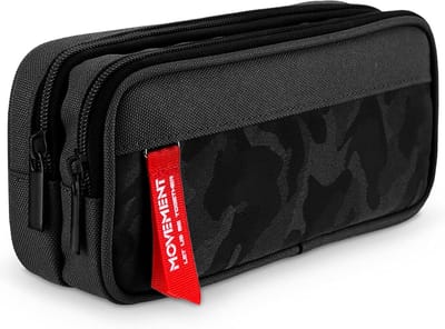 Lichtgewicht Etui met Drie Vakken voor Schoolbenodigdheden en Kantooropslag - Camouflage Zwart