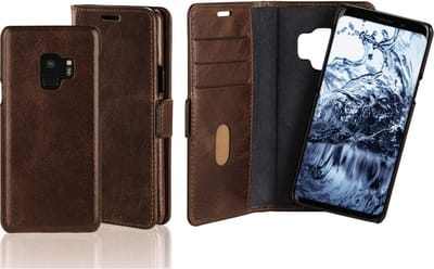Pazzimo Echt lederen 2in1 boekje + cover bruin voor Samsung Galaxy S9