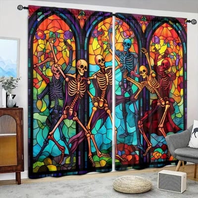 2 stuks Zwarte Spinnenweb Rode Gordijnen Voor Tieners Huisdecoratie Woonkamer Verduisterende Gordijnen Slaapkamer Raamdecoraties 50W160H(CM)x2Panel&Grommet Top blue