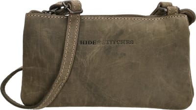 Hide & Stitches Idaho Crossbody Schoudertasje - Clutch - Avondtasje - 100% Leder - Leren Dames Tas - Olijfgroen