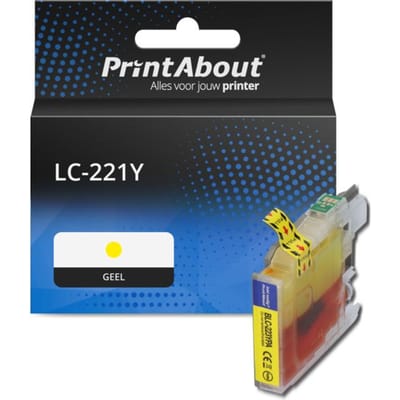 PrintAbout huismerk Inktcartridge LC-221Y Geel Geschikt voor Brother