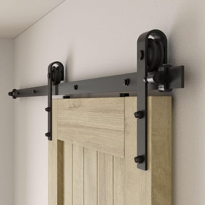 Dailygoods- Schuifdeursysteem Stevig Koolstofstaal - Schuifdeur Systeem - Railsysteem - Deurgids - Deurstop - Maximaal Laadvermogen 110 kg - Schuifdeurbeslag