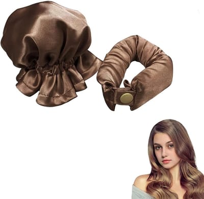 Heatless Curls - Krulspelden - Satijnen - Volumineuze Krullen - met Slaapmuts en Scrunchies - voor Slapen Overnacht - Siliconen Hittevrije Krullenset - voor Lang Haar - Duurzaam Sorteersysteem Haarstyling - Model Universeel