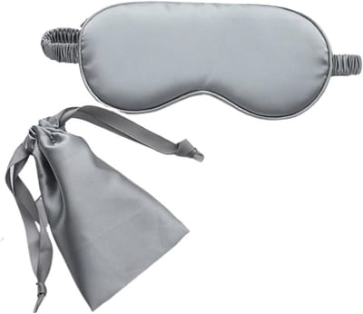 Zijden Slaapmasker - Oogmasker Nachtmasker - Ontspannen Slapen - Natuurlijk Ademend - Inclusief Tas - Grijs