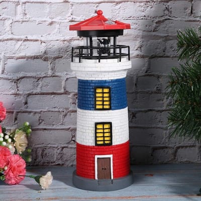 Zonne-energie Vuurtoren Tuinlamp - Roterende LED Verlichting voor Buiten