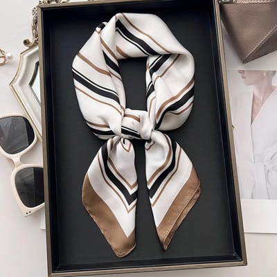 Sjaal Voor Vrouwen Luxe Bandanna Lente/Zomer Hoofdband Haar Sjaal Nekdoek Imitatie Zijde Vierkante Sjaal Met Een Shirt gray