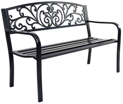 SureDeal® - Tuinbank 3-Zits - 127x60x85 cm - Gietijzer & Staal - Zwart - Parkbank Buiten met Rugleuning