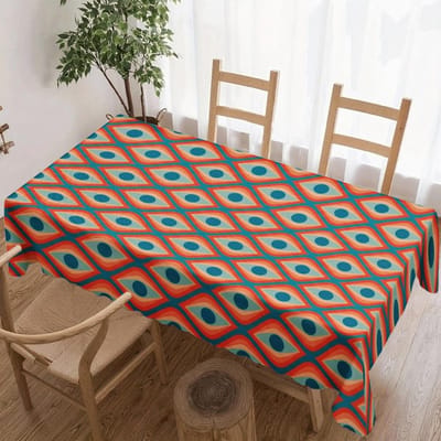 Geometrisch Patroon Rechthoekige Tafelkleed voor Tafeldecoratie Keuken Eetkamer Waterdicht Herbruikbaar Tafelkleed voor Tafel Huis Patio 140x140cm