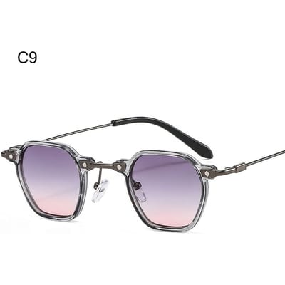Lunettes de soleil punk à monture polygonale, petites lunettes de soleil vintage avant-gardistes, couleur océan, pour femmes et hommes C9 gray