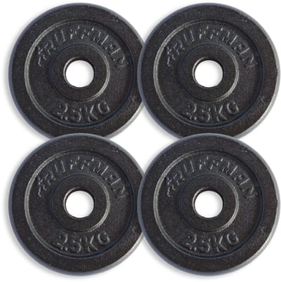 4x2,5kg halterschijven set - 2,5kg - gietijzer - 30mm - gewichten - halterset - gewicht schijven