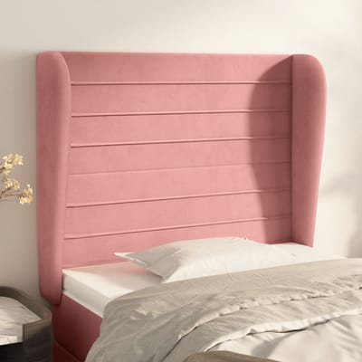 vidaXL - Hoofdbord - met - randen - 103x23x118/128 - cm - fluweel - roze