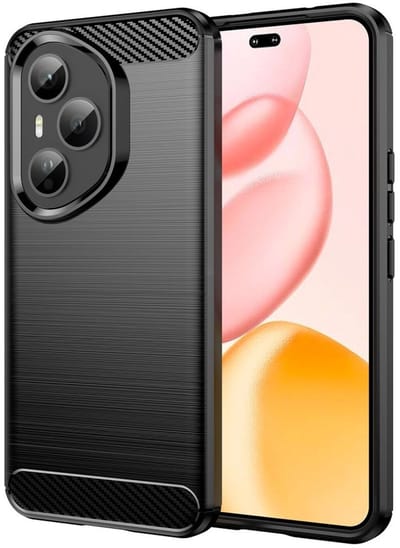 Geborsteld TPU Hoesje Geschikt voor Honor 400 Pro | Beschermhoes | Back Cover | Flexibel TPU | Stijlvol Carbon | Dun | Zwart