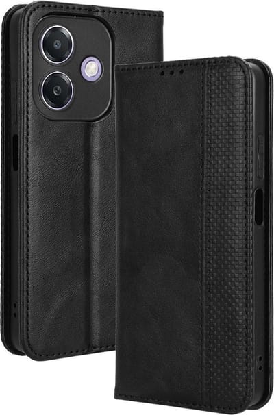 Coverup Hoesje - Geschikt voor OPPO A40 / A40m / A60 5G Hoesje - Coverup Vintage Style Book Case - Zwart