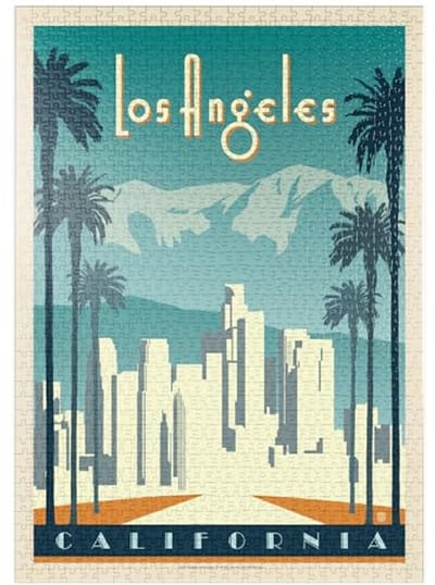 Los Angeles Skyline Vintage Poster Puzzel - 1000 Stukjes