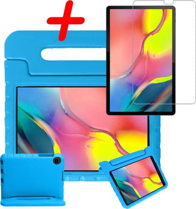 Hoesje Geschikt voor Samsung Galaxy Tab A 10.1 (2019) - Met Screenprotector - Kinderhoes Shockproof Bumper - Kidsproof Case - Tablet Hoes - Kinder Hoes Cover - Blauw
