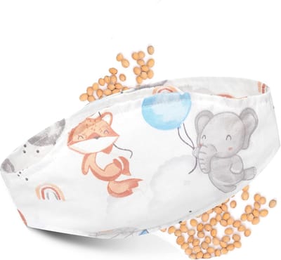 Famanu - Baby kersenpitkruik met katoenen riem – anti-koliek warmtegordel voor baby’s 0-6 maanden – blauwe bollen