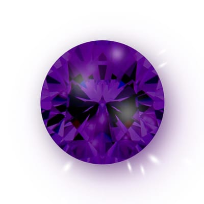 Quiges - Eligo Verwisselbaar Glas geslepen 12 mm Rond Zirkonia Donker Paars voor Zilveren Ring - 12 mm - ER12R015
