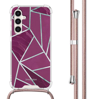 imoshion Hoesje - Geschikt voor Samsung Galaxy S23 FE - Design Hoesje met Koord - Bordeaux Graphic
