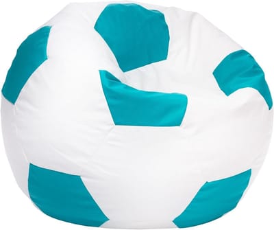 Voetbalzak M - Zitzak poef - Ontspannen zitten - Voetbalvorm design - 65x45cm - Turkoois