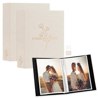 Fotoalbum voor bruiloften - 10x15 cm, 50 stuks, mini linnen insteekalbum voor portret- en landschapsfoto's