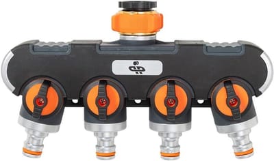 Kraanverdeler – tuinslangverdeler met individuele regeling – aansluiting 1/2 inch en 3/4 inch (4-voudige verdeler)