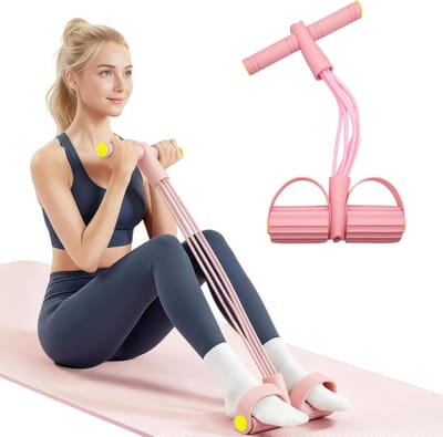 Multifunctioneel Weerstandsapparaat met 6 Tubes en Voetpedalen voor Volledige Lichaamstraining, Ideaal voor Thuis Fitness en Krachttraining