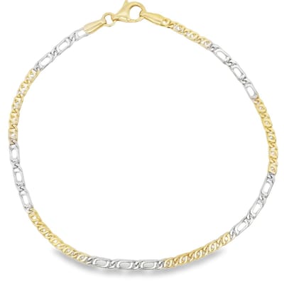 Juwelier Zwartevalk 14 karaat gouden bicolor armband met valkenoog schakels - ZV 576/18cm