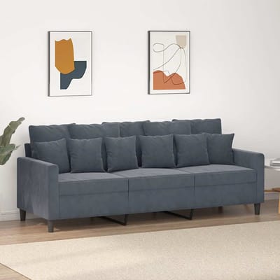 Vidaxl Bank 3-zits, Donkergrijs, 180 Cm, Bekleed met Fluweel