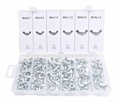 vleugelmoer assortiment 150 delig - vlindermoer m4-m10 - oormoer - handmoer set - asta