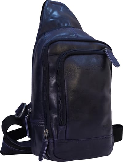 Slingbag Heren – Slingbag Dames – Donkerblauw Leer – Blauw Crossbody Bag – Arrigo –065R
