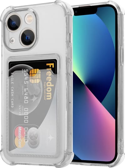 ShieldCase telefoonhoesje geschikt voor Apple iPhone 13 TPU hoesje met pasjeshouder - transparant - Siliconen hoesje - Shockproof case hoesje pashouder - Backcover case pasjeshouder - Transparant