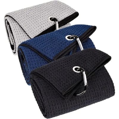 Nivard Golf Handdoek - Golfhanddoek - Golf Accessoires - Towel - Comfortabel - Zwart+Grijs+Blauw