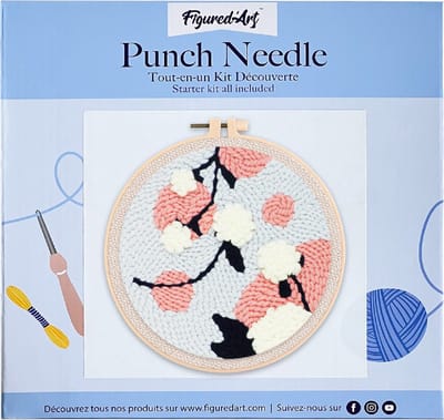 Figured'Art Punch Needle Kit voor Volwassenen en Kinderen - Maretak - Perfect voor Beginners. Compleet klaar-om-te-borduren set, maat 20x20 cm met ronde frame