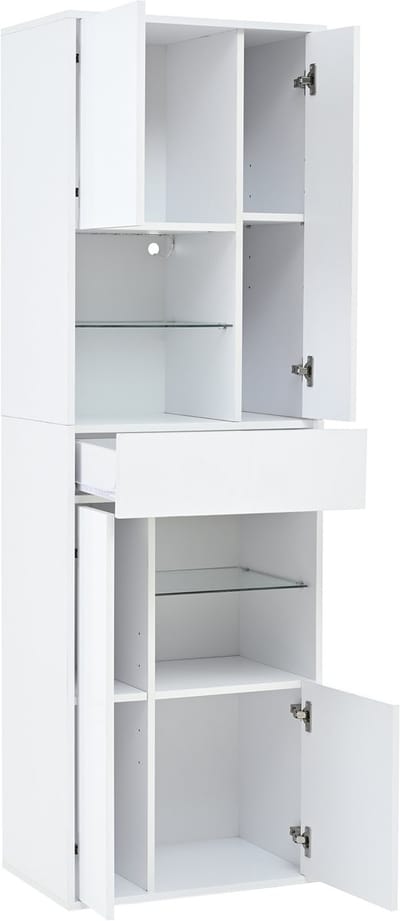 Witte hoogglans spaanplaat glazen kast 55x38x170 cm voor woonkamer opslag en presentatie