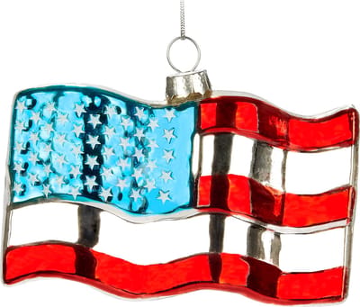 BRUBAKER USA vlag - handbeschilderde glazen kerstbal - 10 cm boombal Amerika vlag - Amerikaanse decoratie - mondgeblazen kerstboomversiering - figuur grappige decoratie hanger