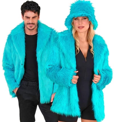 Bontjas Pluche Turquoise - Maat S-M